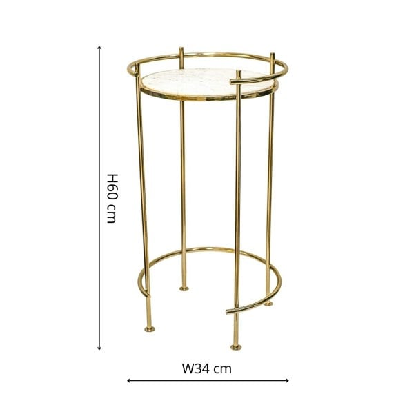 Ivyline Opulence Set of 2 Nested Side Tables Marble/Gold