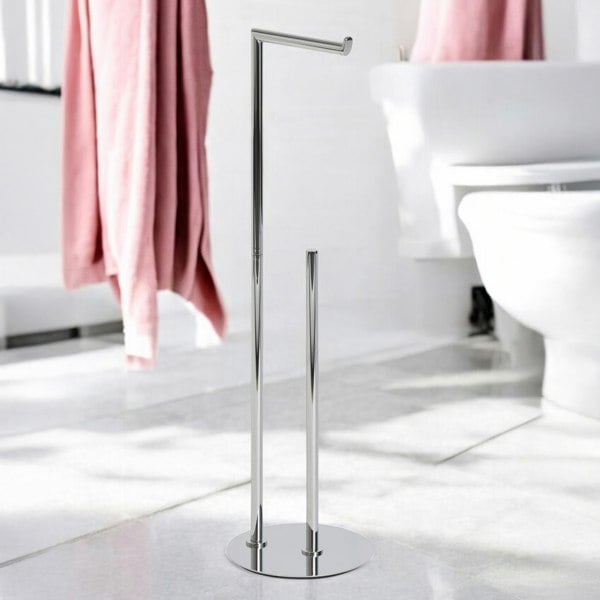 Showerdrape Belgravia Chrome Freestanding Toilet Roll Holder & Spare Combination