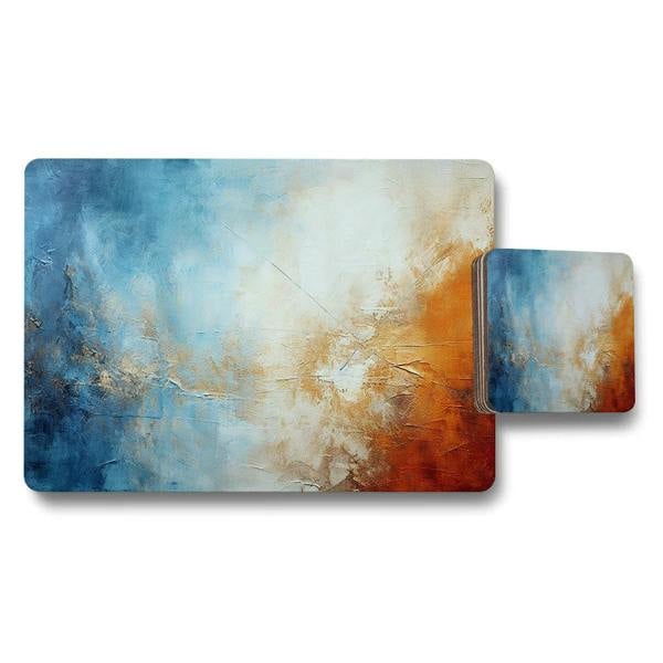 Benjamin Tate Design Placemat And Coaster Set With Wood Bottom Abstract Fine Art Print Collection Limited Edition For Entertaining Interiors