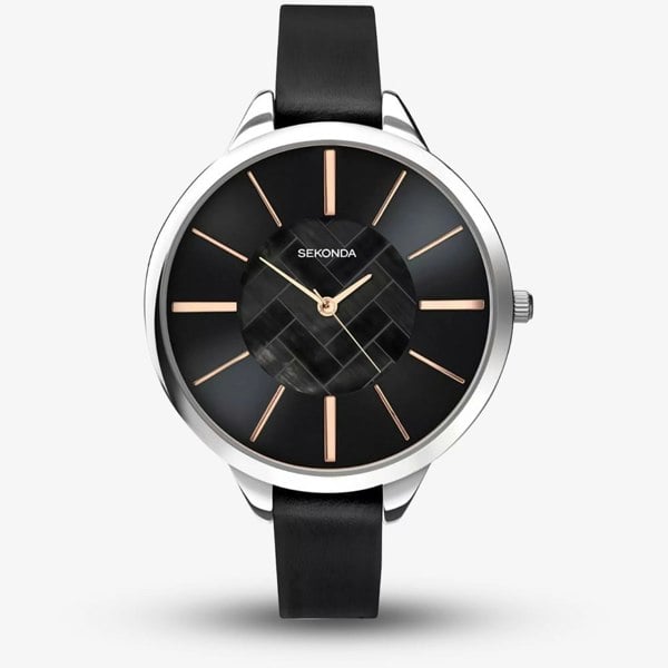 Sekonda Ladies Black Leather Watch 2876