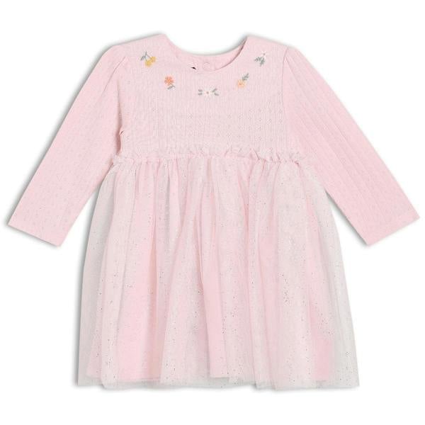 Mini Cuddles Baby Girls Floral Embroidered Dress, Pink