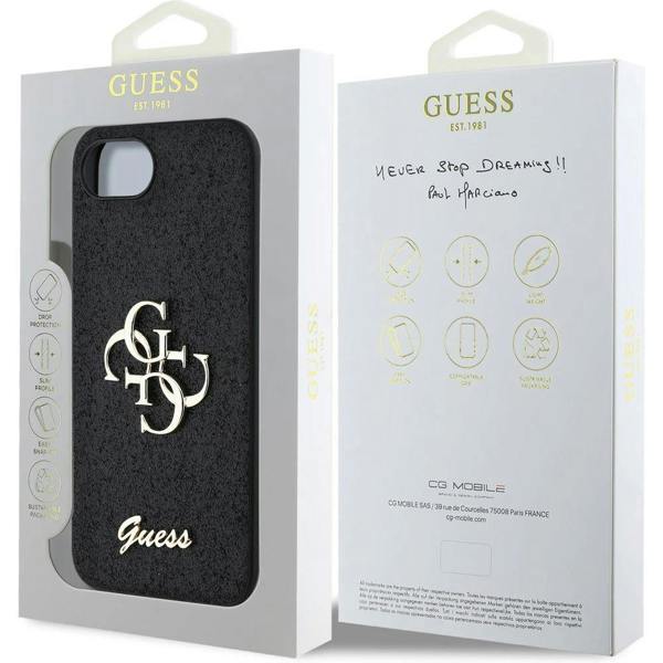 Guess PU Fixed Glitter 4G Metal Logo Case for iPhone 16e 6.1" Black -  GUHCPSE4HG4SGK