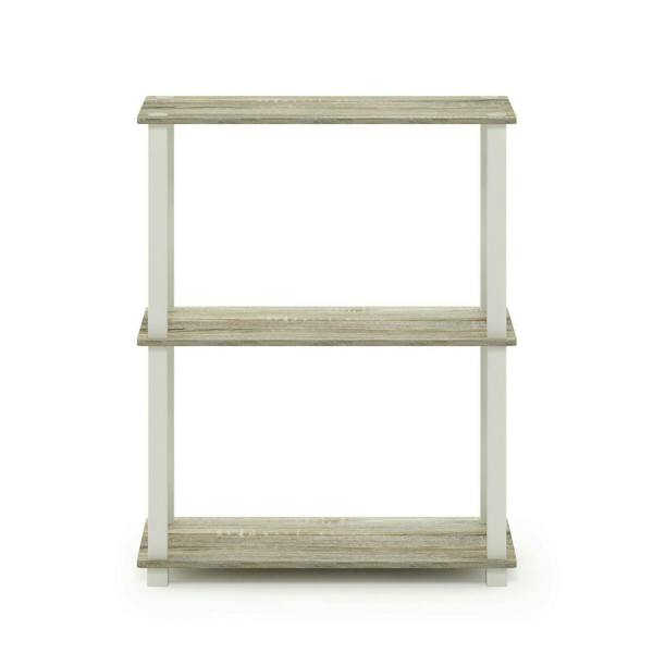 WALPLUS Turn-S-Tube 3-Tier Compact Multipurpose Shelf Display Rack with Square Tube, Sonoma Oak/White perfect for organized storage and display