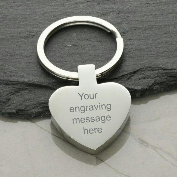 Christopher James of London Mirror Polished Heart Keyring With Optional Engraving