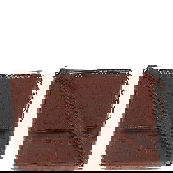 Ashwood Valentina Flap Over Croc Print Real Leather Shoulder Bag: MC5