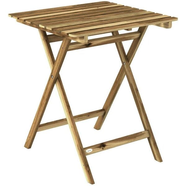 Outdoor Coffee Table Foldable Wooden Garden Table for Patio Balcony Natural Wood