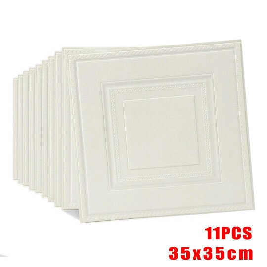 Havendro 11PCS 3D Tiles Ceiling Wall Stickers Self-Adhesive Waterproof Thick Wall Panels