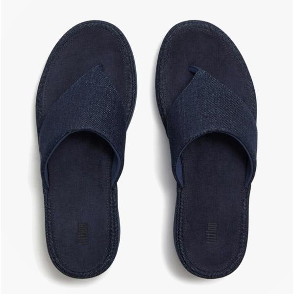 FitFlop FitFlop PLATFFORMS DENIM Womens Toe-Post Sandals Dark Denim