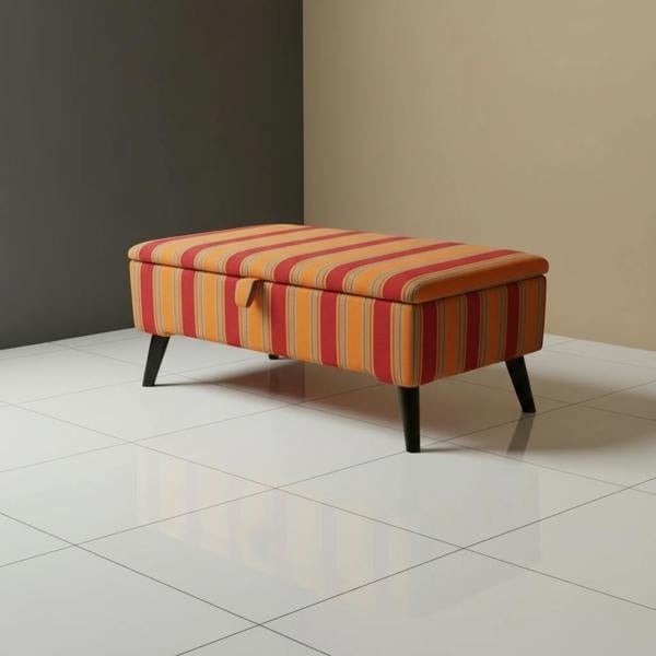 Handcrafted UK storage ottoman with solid wood frame and foam top