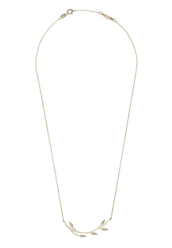 Gold necklace on a white background