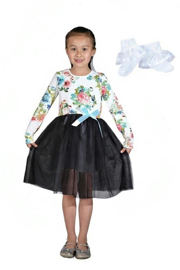 Floral Dress and Lace Socks