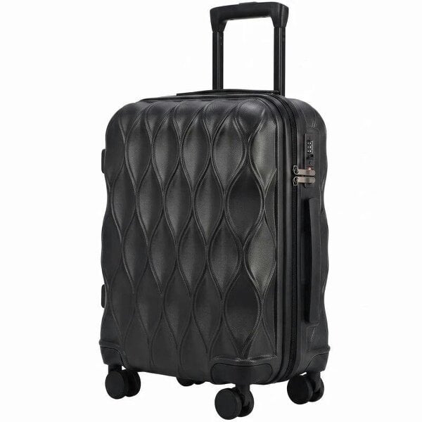 Bobobiy 20Inch Suitcase, ABS Hard Shell Carry On Luggage with TSA Lock, Spinner Wheels, Telescopic Handle, Black
