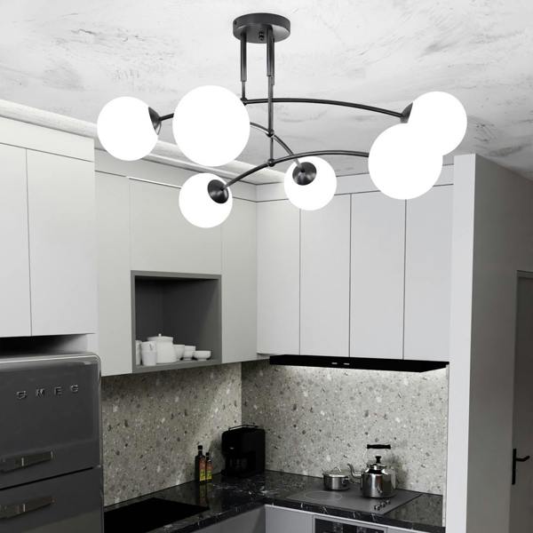 Emibig PREGOS Ceiling lamp  6 x E14 Black with White Shade