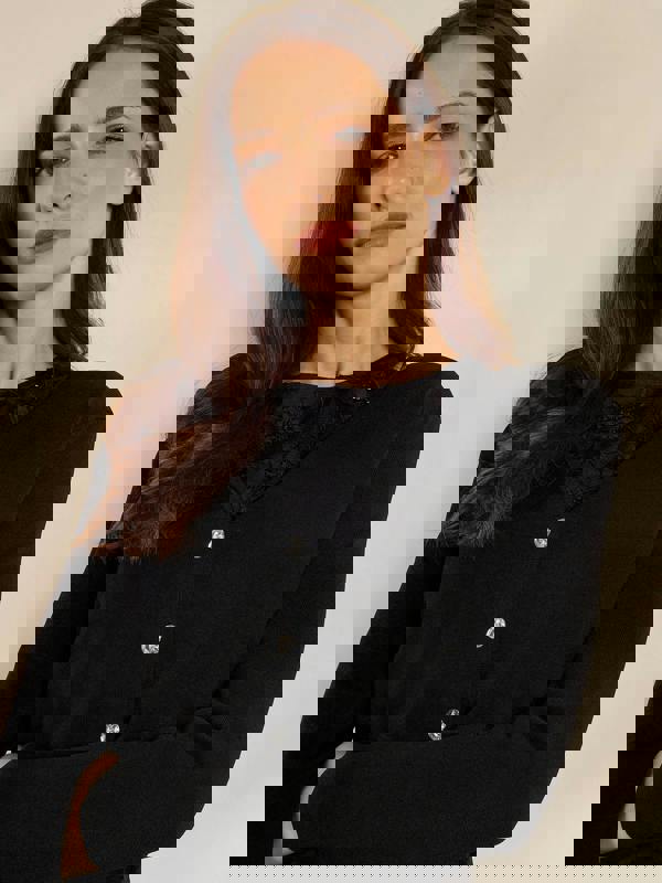 Jewel Cropped Knitted Cardigan | GWD Fashion