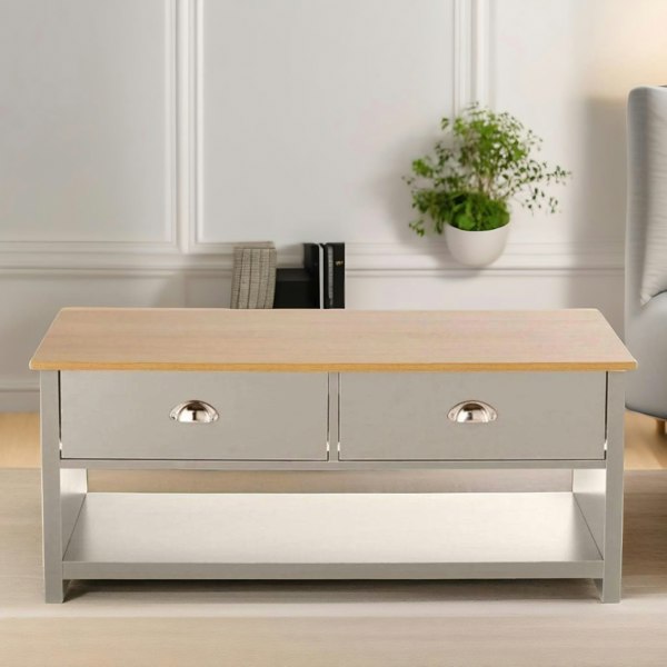 Rafaelo Mobilia Coffee Table With 2 Drawers Grey