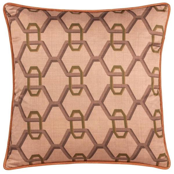 Paoletti Carnaby Satin Chain Geometric Cushion Cover - Pink - 