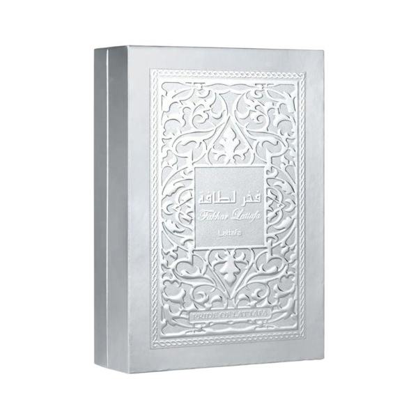 Fakhar Platin Eau De Parfum 100ml by Lattafa Perfumes outer packaging