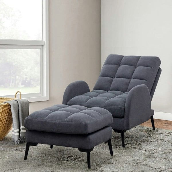 Upholstered Adjustable Backrest Velvet Sleeper Recliner Come with Ottoman Recliners Living and Home