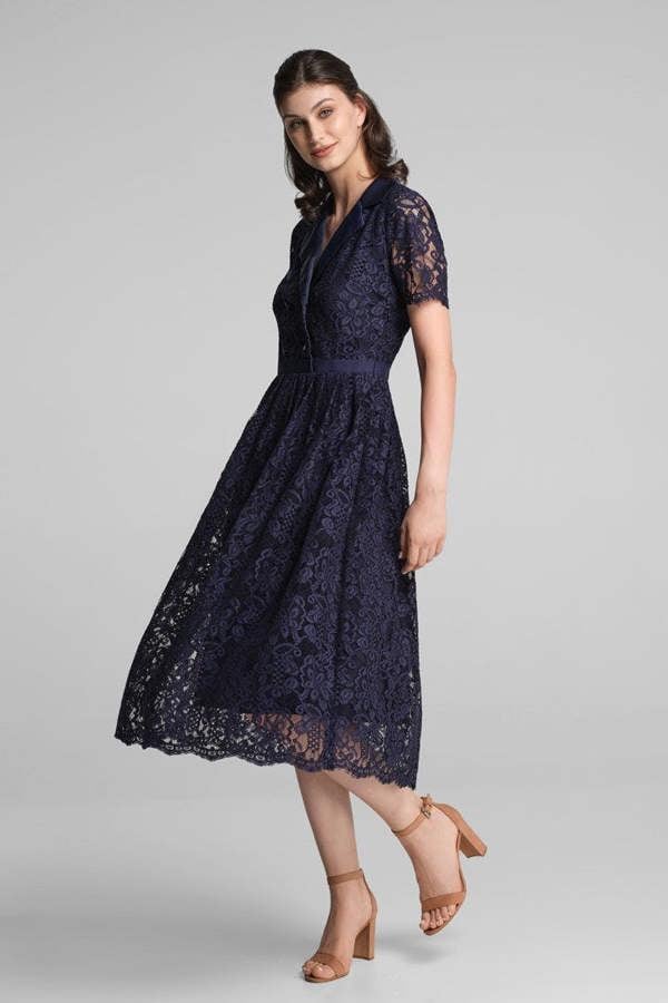 Rumour London Bella double-breasted lace midi dress