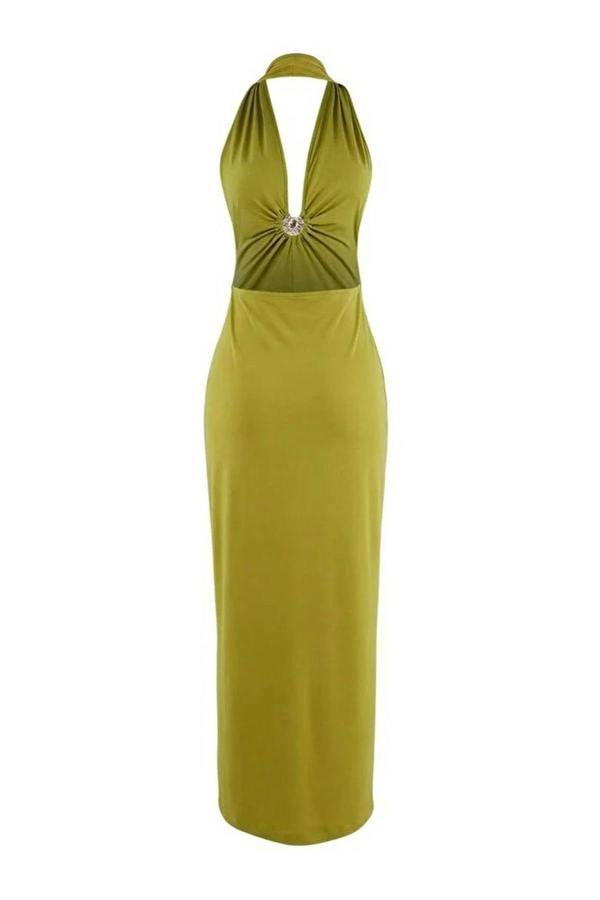 WOVCOR Knitted Maxi Beach Dress with Accessory Details