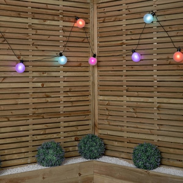 Samuel Alexander 4.5m Set of 10 Frosted Ball Style Cap String Lights with Filament in Rainbow