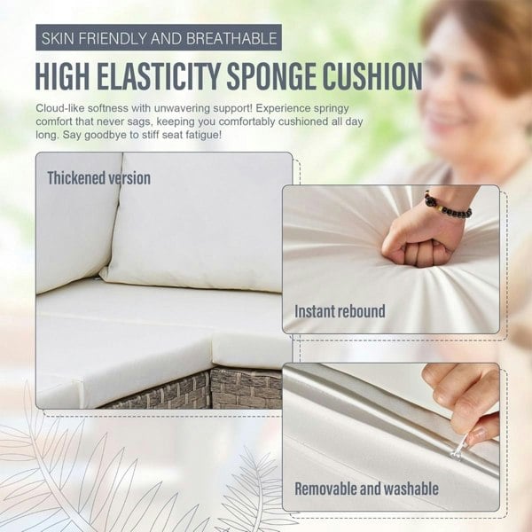 Oseasons Acorn Alt Rattan 6 Seat Corner Sofa Set in Dove Grey  with Creamy White Cushions