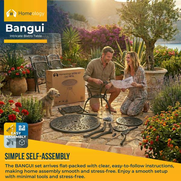 Homeology BANGUI Black Garden and Patio Cast Aluminium Bistro Table