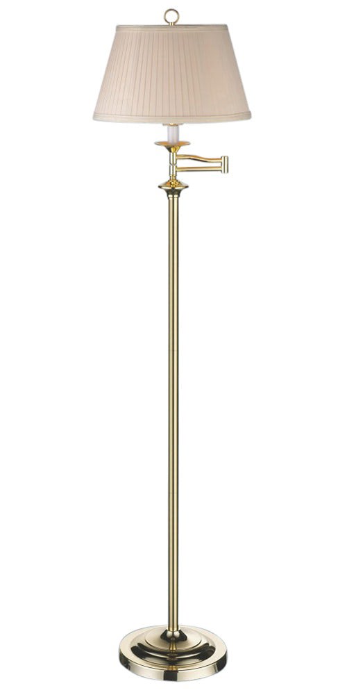 Traditional Polished Brass Swing Arm Floor Lamp with Cream Shade Image 1