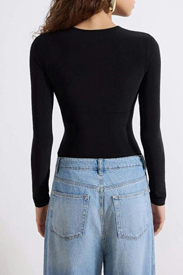 WOVCOR Accessory Detailed Ruched Party Bodysuit