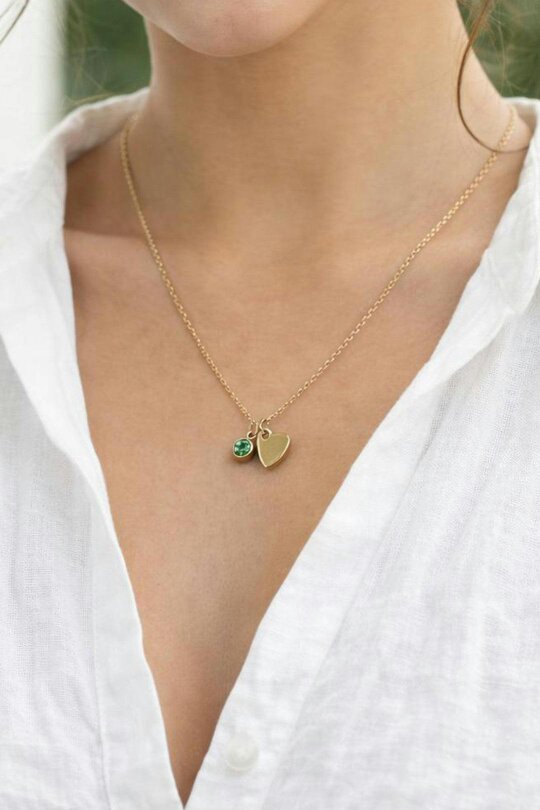 SVNX Mini Heart & August Birthstone Necklace in Gold - Gift Boxed