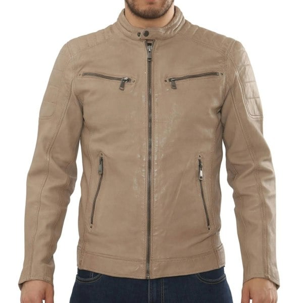 Leather Company Men's Lambskin Leather Motorcycle Jacket Slim Fit Biker Coat