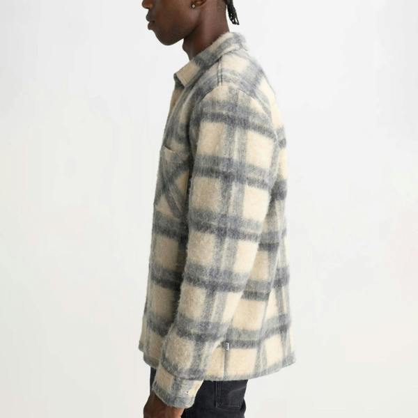 Wax London Whiting Ash Wool Blend Check Overshirt
