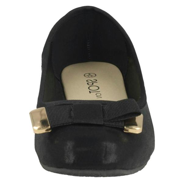 Spot On Ladies Spot On Ribbon Bow Vamp Ballerinas