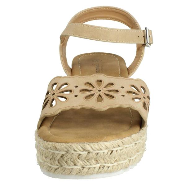 Savannah Ladies Mid Espadrille Wedge Ankle Strap Sandals F12096