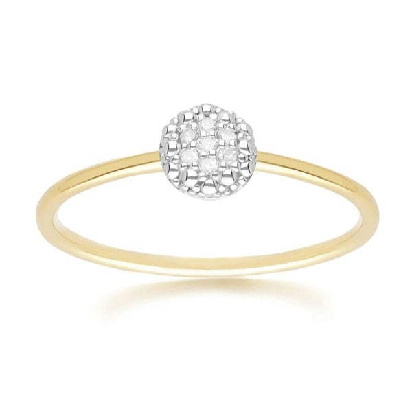 191R0928019 Diamond Pave Round Ring in 9ct Yellow Gold Front