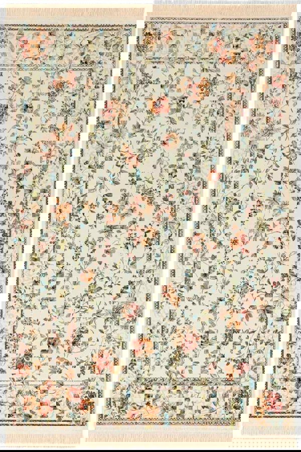 The Rugs Fringed Vintage Floral Rug - Timeless Elegance