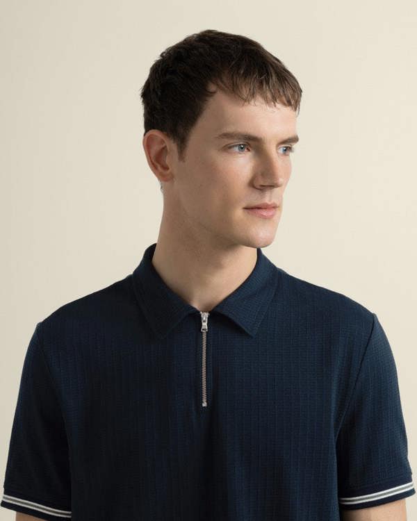 Larsson & Co Helsing - Grid Jacquard Polo Shirt
