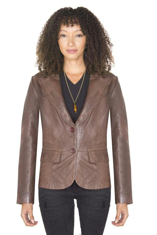 Infinity Leather Womens Leather Blazer Jacket-Seregno