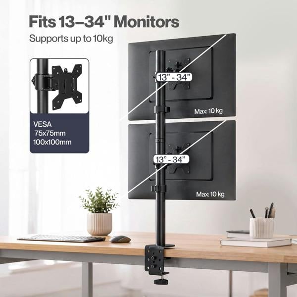 Levede Dual Monitor Arm Adjustable Desk Mount For 13-34 Inch Computer Black