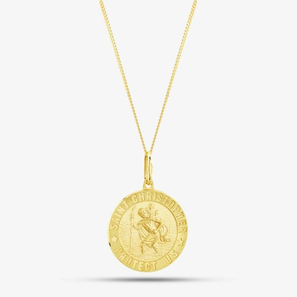 T. H. Baker 9ct Yellow Gold Round Satin St Christopher Pendant 1.61.8169