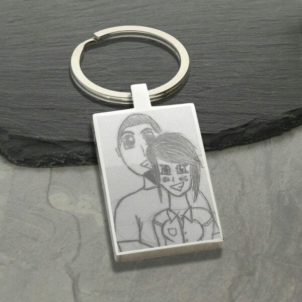 Christopher James of London Mirror Polished Photo Engraved With Your Own Picture Rectangle Keyring