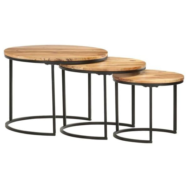 Berkfield Nesting Tables 3 pcs Solid Acacia Wood