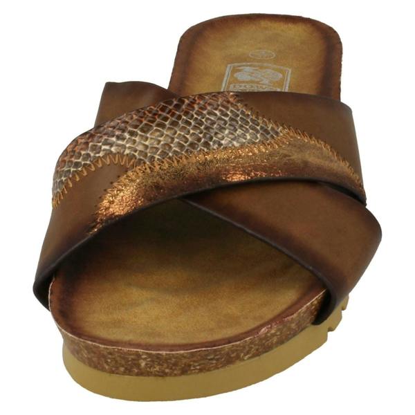 Down to Earth Ladies Down To Earth Mid Wedge X Vamp Mule Sandals