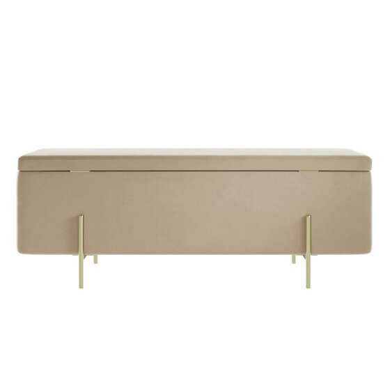 Wyld Haus Elowen Rectangle Storage Ottoman Bench Cream Boucle Gold Metal Legs