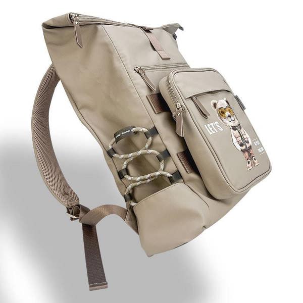 Nimmy Friends Nimmy Cool & Cute 2.0 Brown Bear Laptop Backpack with Detachable Pouch Khaki - N-KM-DNBB-011-A