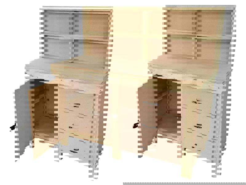 Wooden MDF Top Workbench – Sturdy tool cabinet with a lockable cupboard and back panel for added support. Ideal for garages, workshops, and studios