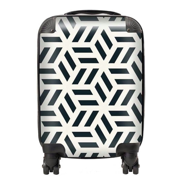 Warren Reed Geometric Monochrome Hexagonal Pattern Suitcase