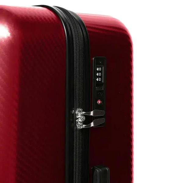 Crosshatch Escapade Embossed 4 Wheeled Suitcase (Pack of 3) - Dark Red - 
