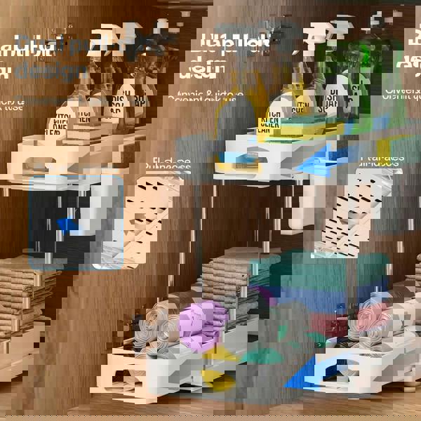 Toque Under Sink Organiser Two Slide-Out Drawers Kitchen Storage 2pcs White