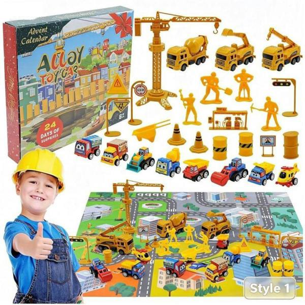Leaper Alloy Engineering Vehicle Toy Christmas Countdown Blind Box